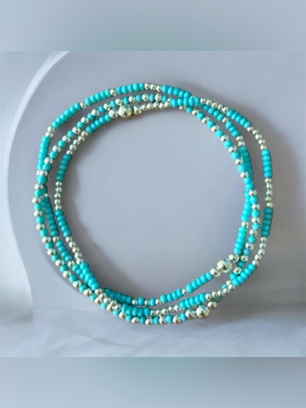 14K Gold Filled & Turquoise Seed Beads Bracelet Set (3 bracelets)